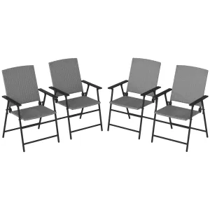 - Set Rattan Versatile Four Folding Of Outsunny Grey Protected Chairs Seat