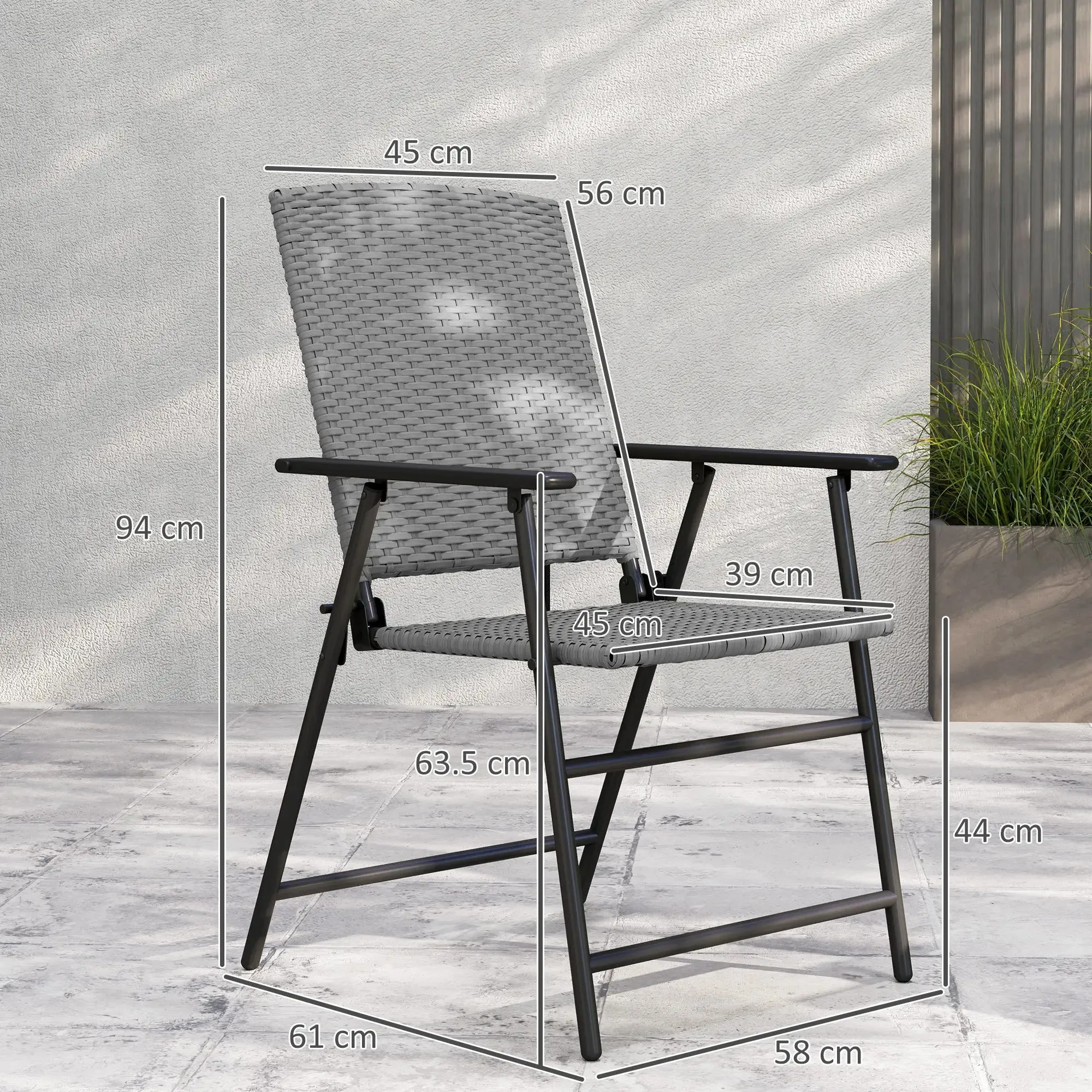 - Set Rattan Versatile Four Folding Of Outsunny Grey Protected Chairs Seat