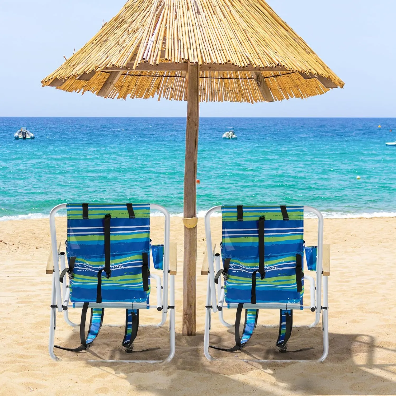 1 Pack Outdoor Beach Portable Lawn Chair,Portable Lightweight Folding Chair for Adults,Folding Beach Chair,Portable Backpack Foldable Camping Chair,with Cup Holder,for Patio Pool Yard Garden (Blue)