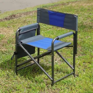 1-Piece Padded Folding Outdoor Chair with Storage Pockets, Lightweight Oversized Director's for Camping, Picnics, Fishing - Indoor/Outdoor Portable Chair with Cup Holder (23.62"x16.90"x29.50")