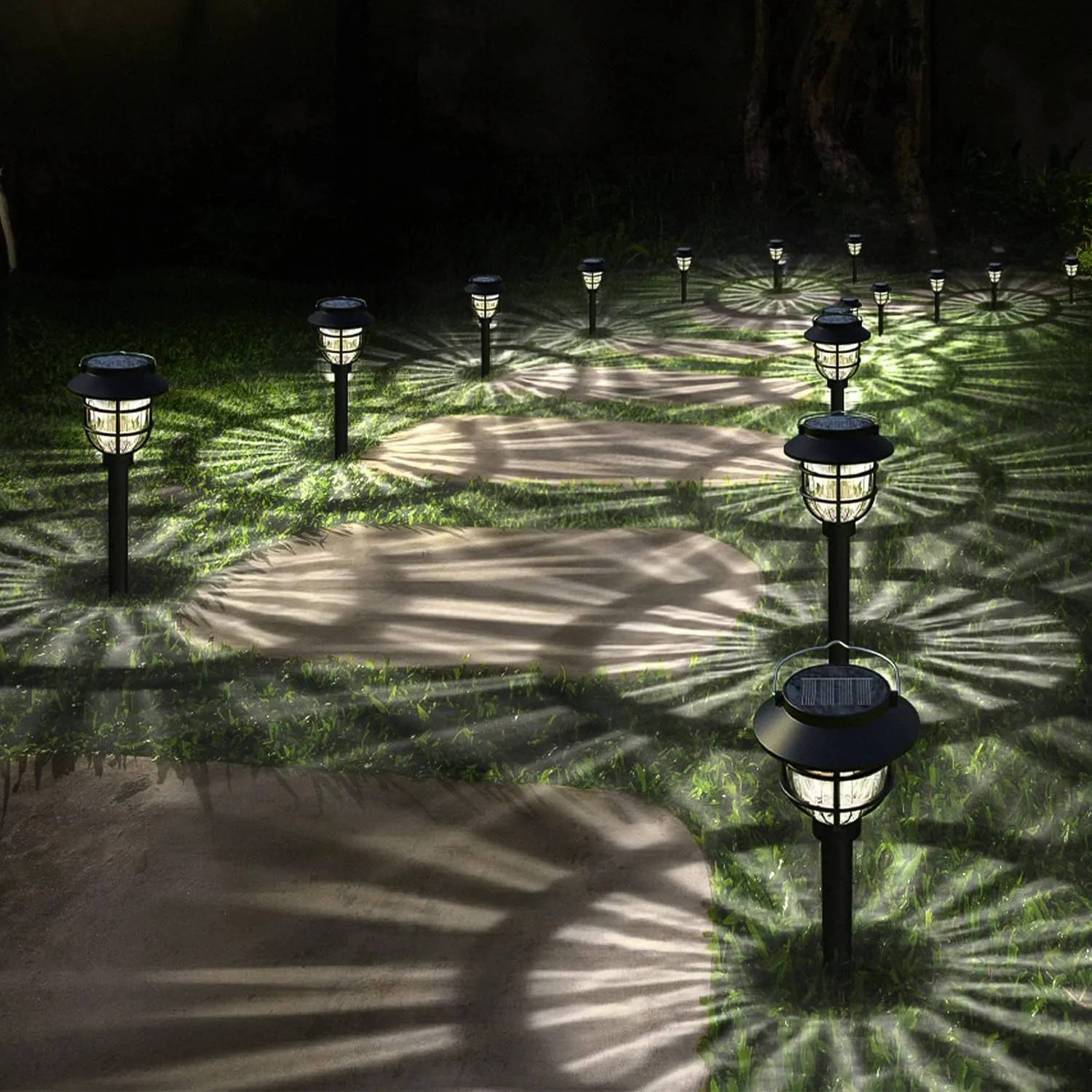 10 Pack Solar Pathway Lights Outdoor - Bright Solar Powered Garden Light with Warm White LED, Auto On/Off Waterproof Path Lights Decorative, Landscape Lighting for Yard Patio Walkway Driveway