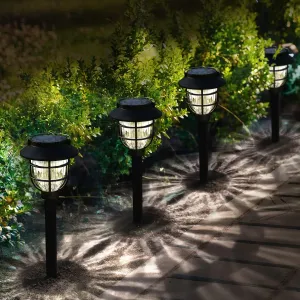 10 Pack Solar Pathway Lights Outdoor - Bright Solar Powered Garden Light with Warm White LED, Auto On/Off Waterproof Path Lights Decorative, Landscape Lighting for Yard Patio Walkway Driveway