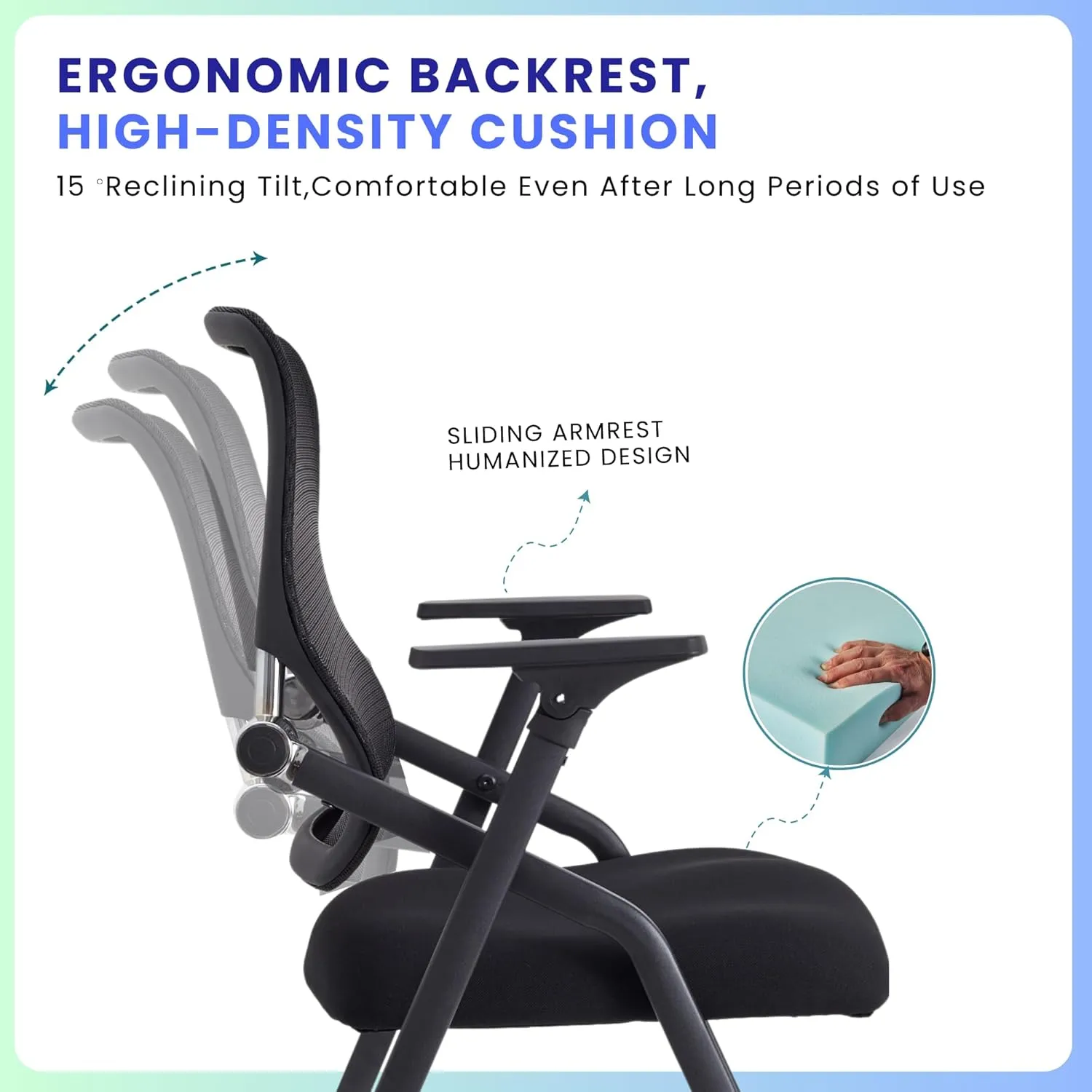 10 Pack Stackable & Foldable Conference Room Chairs with Lumbar Support, Armrest - Ergonomic Mesh Bouncing Back for Office Meeting, Conference, Reception and Training Room Chair