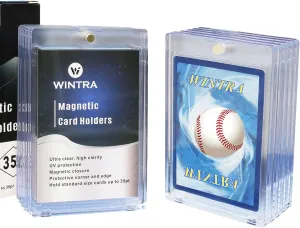 10-Piece Magnetic Card Holder - 35pt Rigid Display Case for Collectible Trading, Sports & Baseball Cards (10 pcs)