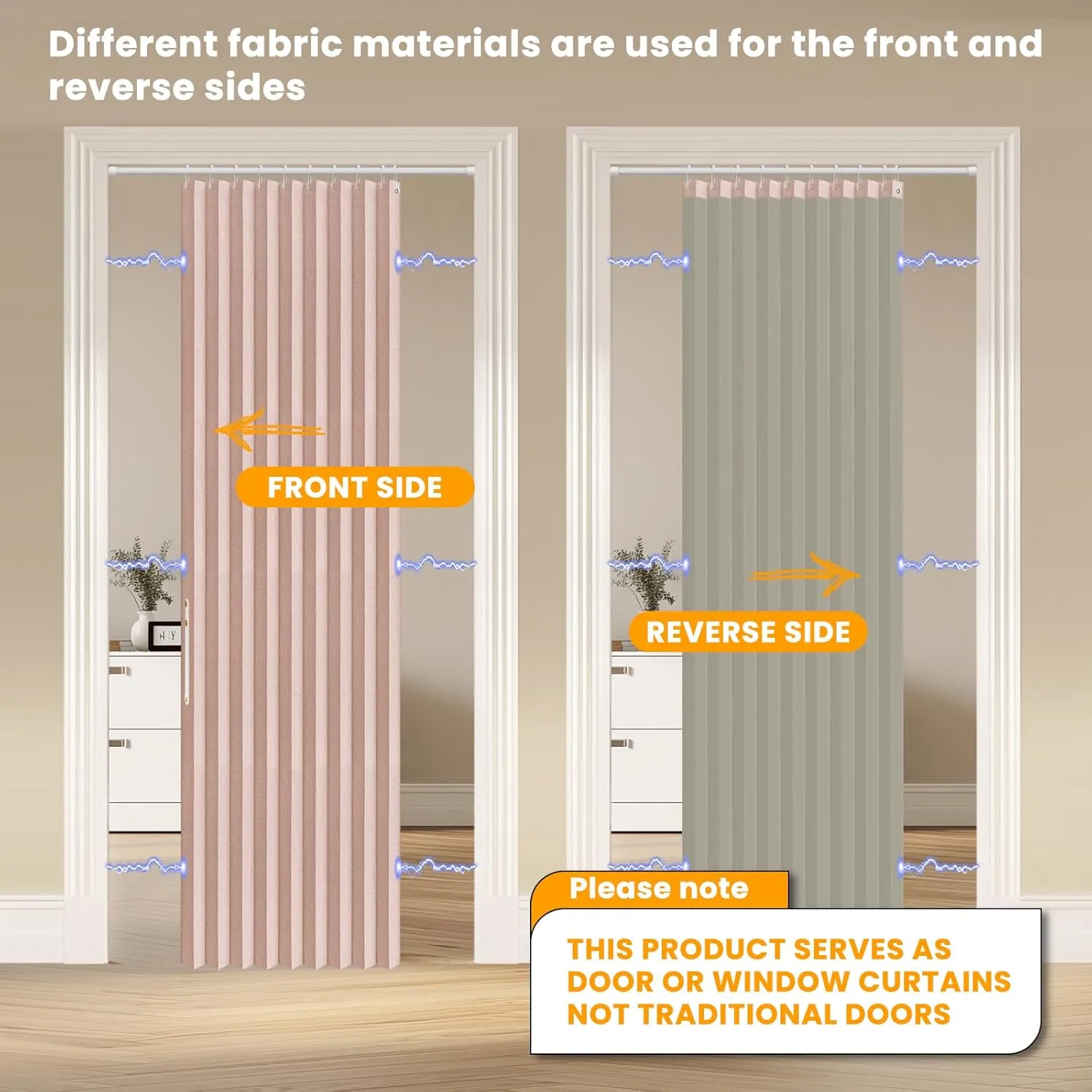 100% Blackout Magnetic Door Curtain Accordion Doors Interior Closet Door Curtain Invisible Applicable Bedroom Room Living Room Doorway （Pink 52" W x 78" L 1 Panel