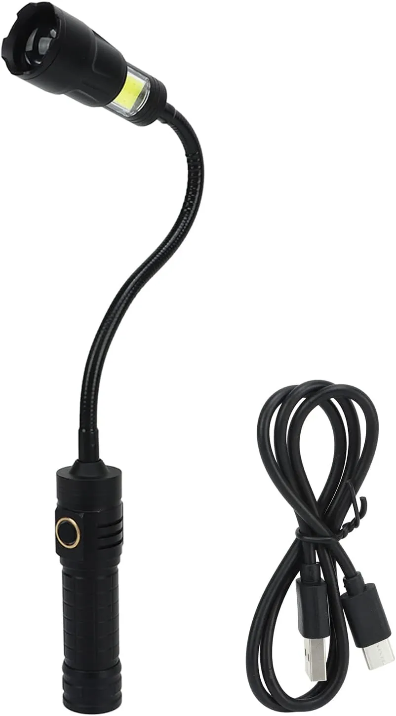1000LM LED Work Light Magnetic Flexible LED Flashlight TYPE C Zoomable Torch Light with COB Side Light