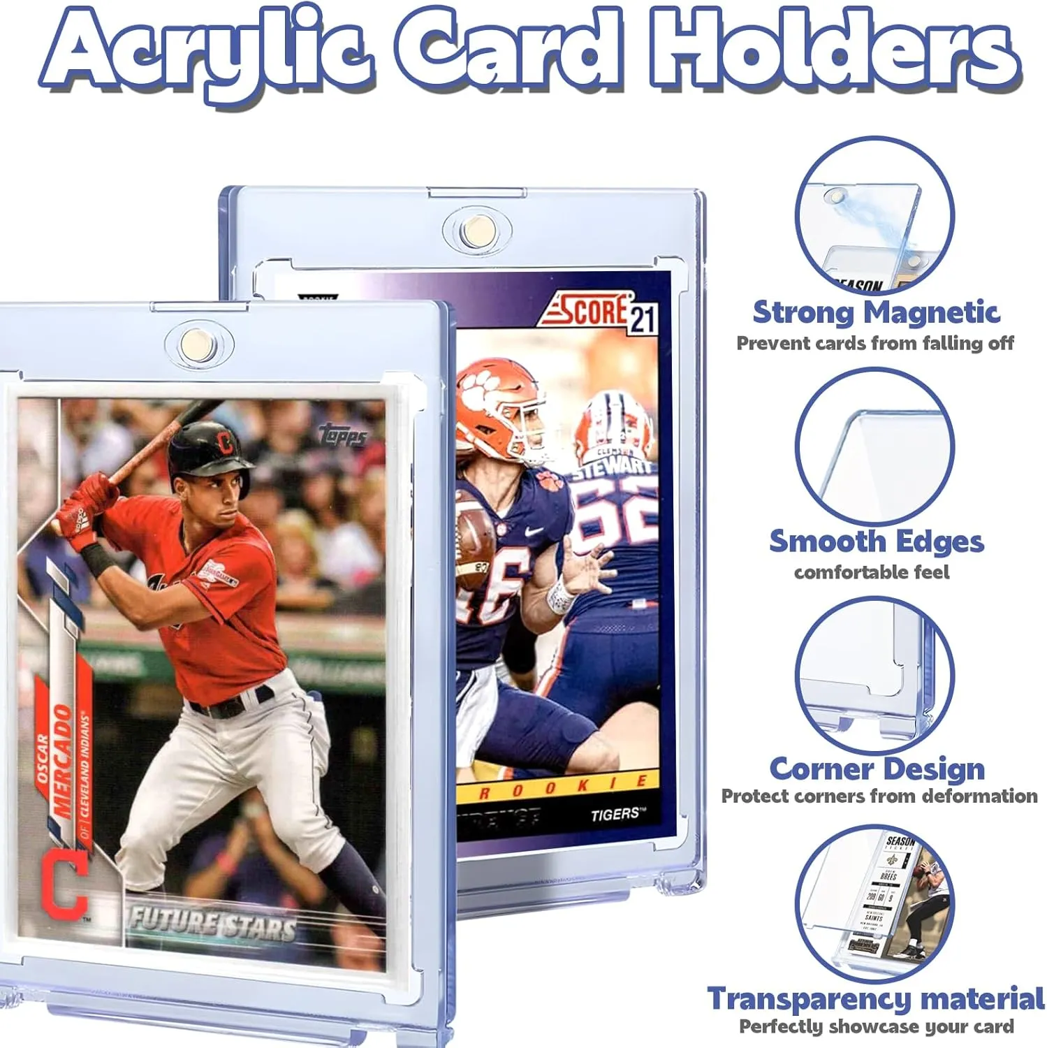 100ct Magnetic Card Holder for Trading Cards,35pt One Touch Card Holder,UV Protectors Hard Plastic,Display Card Case for Sports Card, Baseball Card Holders,Football Card,Game,Cards (100 Pack)