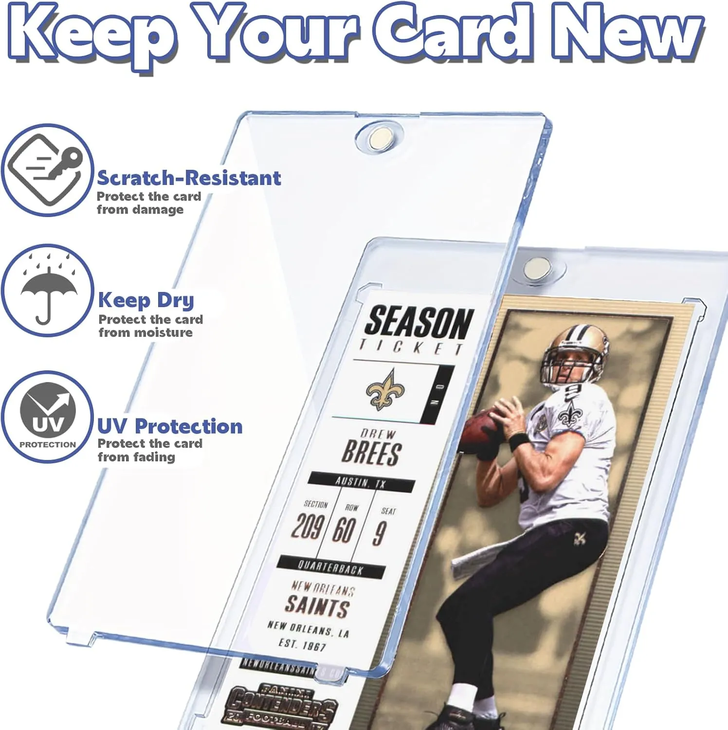 100ct Magnetic Card Holder for Trading Cards,35pt One Touch Card Holder,UV Protectors Hard Plastic,Display Card Case for Sports Card, Baseball Card Holders,Football Card,Game,Cards (100 Pack)