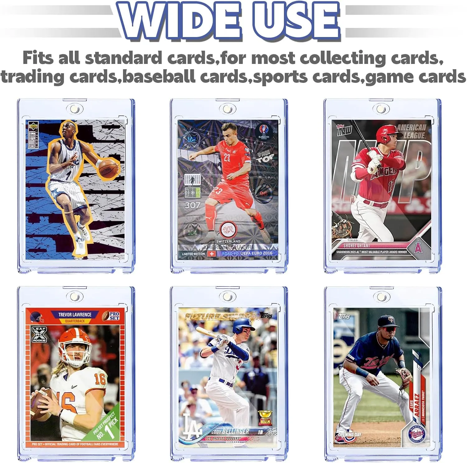 100ct Magnetic Card Holder for Trading Cards,35pt One Touch Card Holder,UV Protectors Hard Plastic,Display Card Case for Sports Card, Baseball Card Holders,Football Card,Game,Cards (100 Pack)