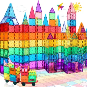 100PCS Magnetic Tiles Blocks for Kids Ages 3-5 4-8,STEM Learning Educational Preschool Magnet Building Toys for Toddlers,Christmas Birthday Gifts Toys for 3 4 5 6 7 8  Year Old Boys Girls