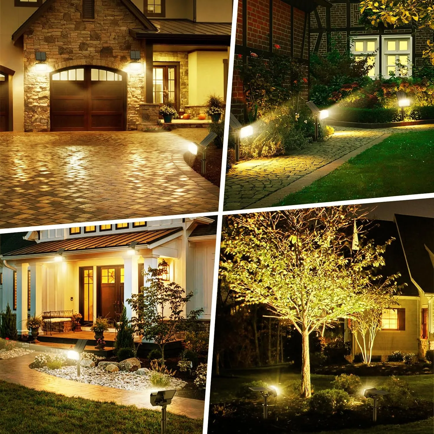 102 LED Solar Spot Lights Outdoor Waterproof IP65, Adjustable Landscape Spotlights, [8 Pack/4 Modes] Auto On/Off Solar Powered Flood Lights for Outside Yard Garden Wall Pathway (Warm White)