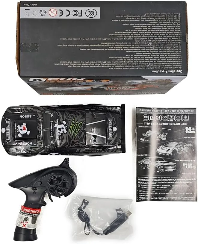 1:18 Scale High-Speed Electric RC Drift Car, 2.4G Anti-Interference 4WD RC Car with LED Lights, RC Racing Toys for Hobbyist