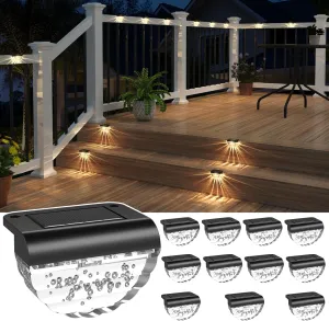 12 Pack Solar Deck Lights Outdoor, Solar Step Lights Waterproof for Outside, Yard, Patio, Garden, Pool, Railing, Stairs, Fence (Warm White)