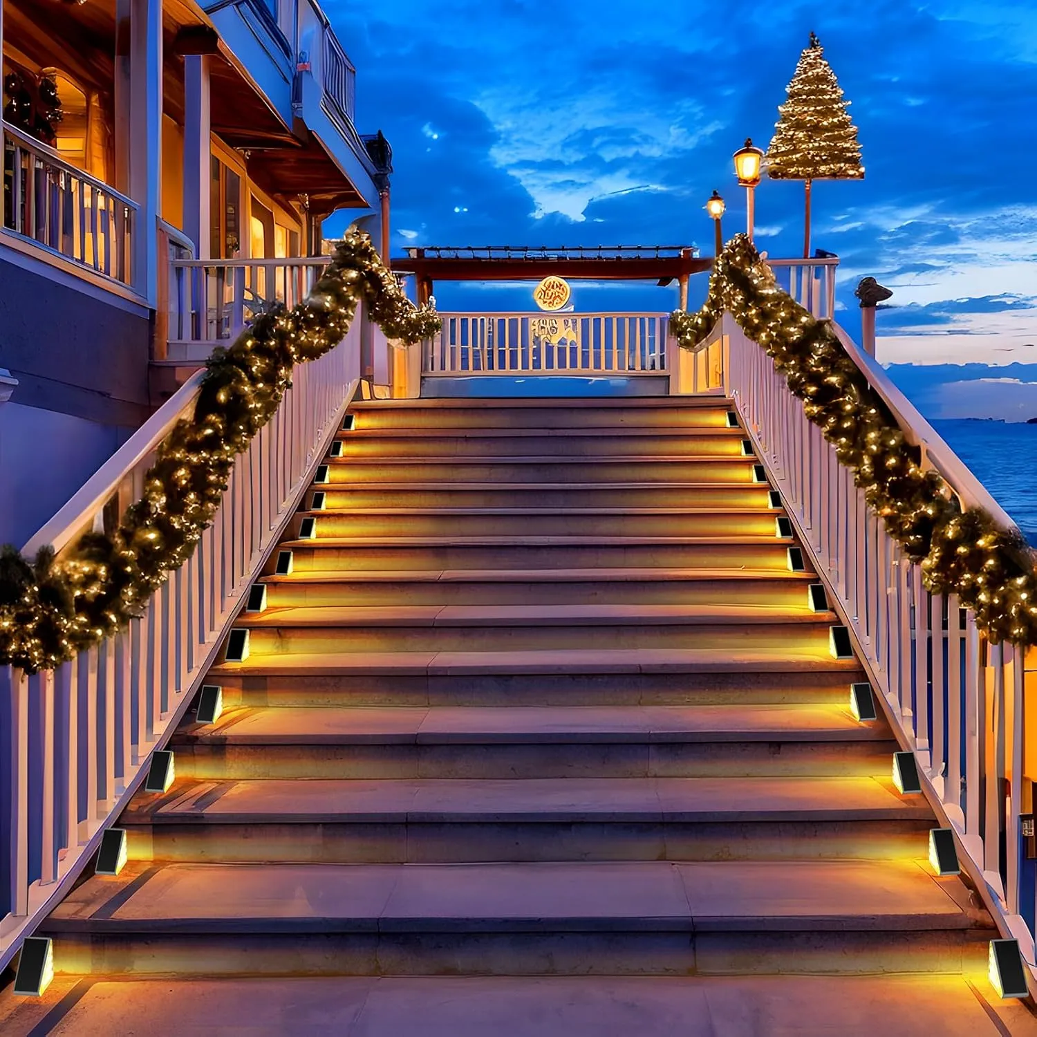 12 Pack Solar Stair Lights Outdoor Step Lights with Waterproof IP67 LED Solar Light for Outside Light Decor for Stair, Deck, Front Step, Front Porch, Patio, Garden and Backyard