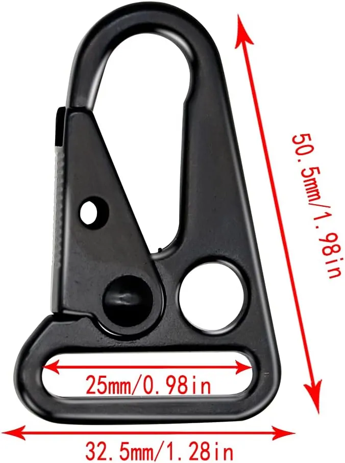 12 Pieces 1 Inch Enlarged Mouth Clip Sling Clasp Hook for Keychain Snap Hooks Outdoor Bag Backpack Tactical Carabiners