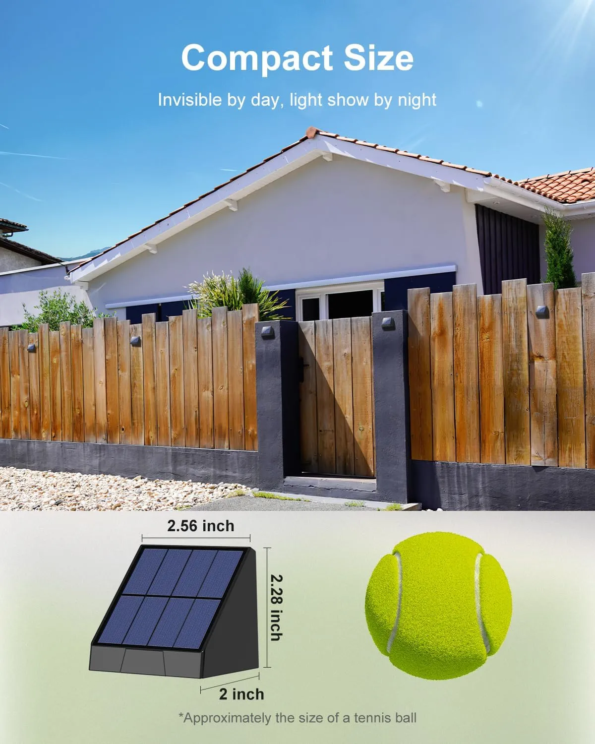 16 Pack Bright Sun Power Fence Lights Outdoor Waterproof with Cool White LED Spot, for Exterior Door, Deck, Step, Yard, Railing, Porch, Pool Cage, Modern Designed for Enhanced Security, Easy Mounting