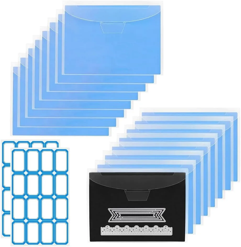 16 PCS Stamp and Die Storage Bag and Magnetic Sheet - Die Storage Set for Cutting,Scrapbooking,Storing Craft Dies-Blue