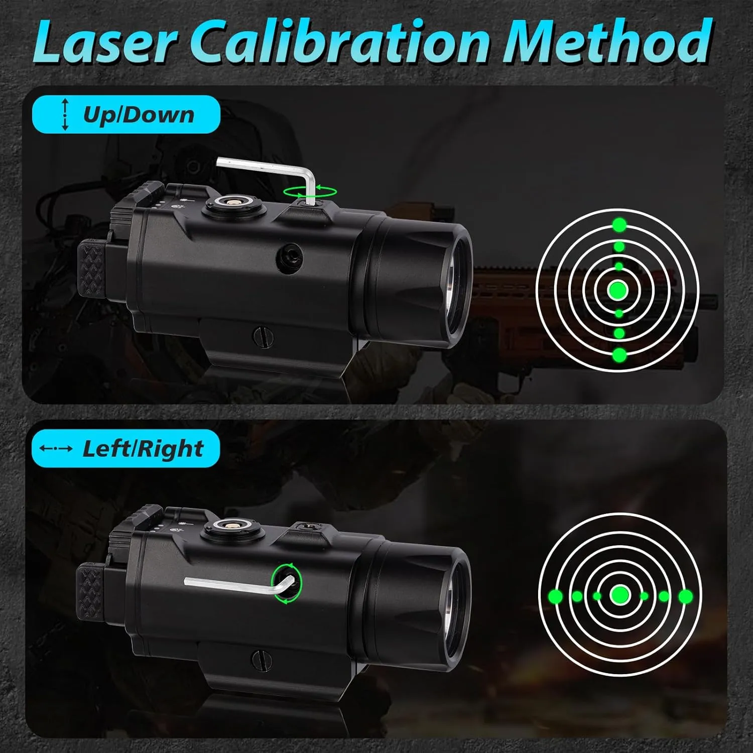 1750 Lumens Weapon Laser Light Combo - Adjustable Rail LED Light and Green Laser Flashlight, Aircraft-Grade Aluminum Magnetic Rechargeable Strobe Tactical Lights for Picatinny or GL Rail