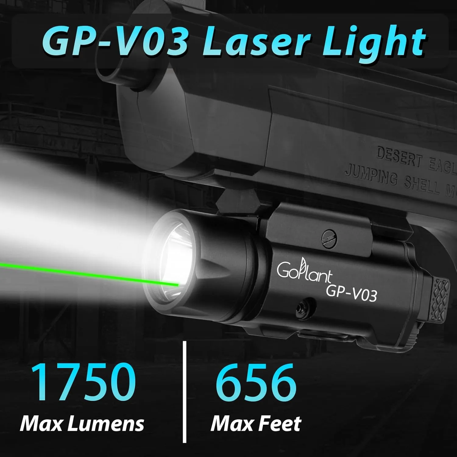 1750 Lumens Weapon Laser Light Combo - Adjustable Rail LED Light and Green Laser Flashlight, Aircraft-Grade Aluminum Magnetic Rechargeable Strobe Tactical Lights for Picatinny or GL Rail