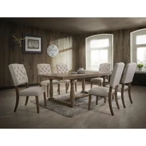 19" X 23" X 43" 2pc Cream Linen And Weathered Oak Side Chair