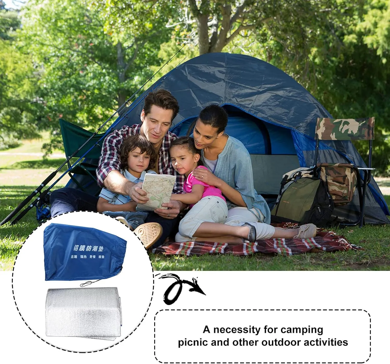1pc Picnic Blanket Outdoor Dampproof Mat Camping Mat Picnic Mat
