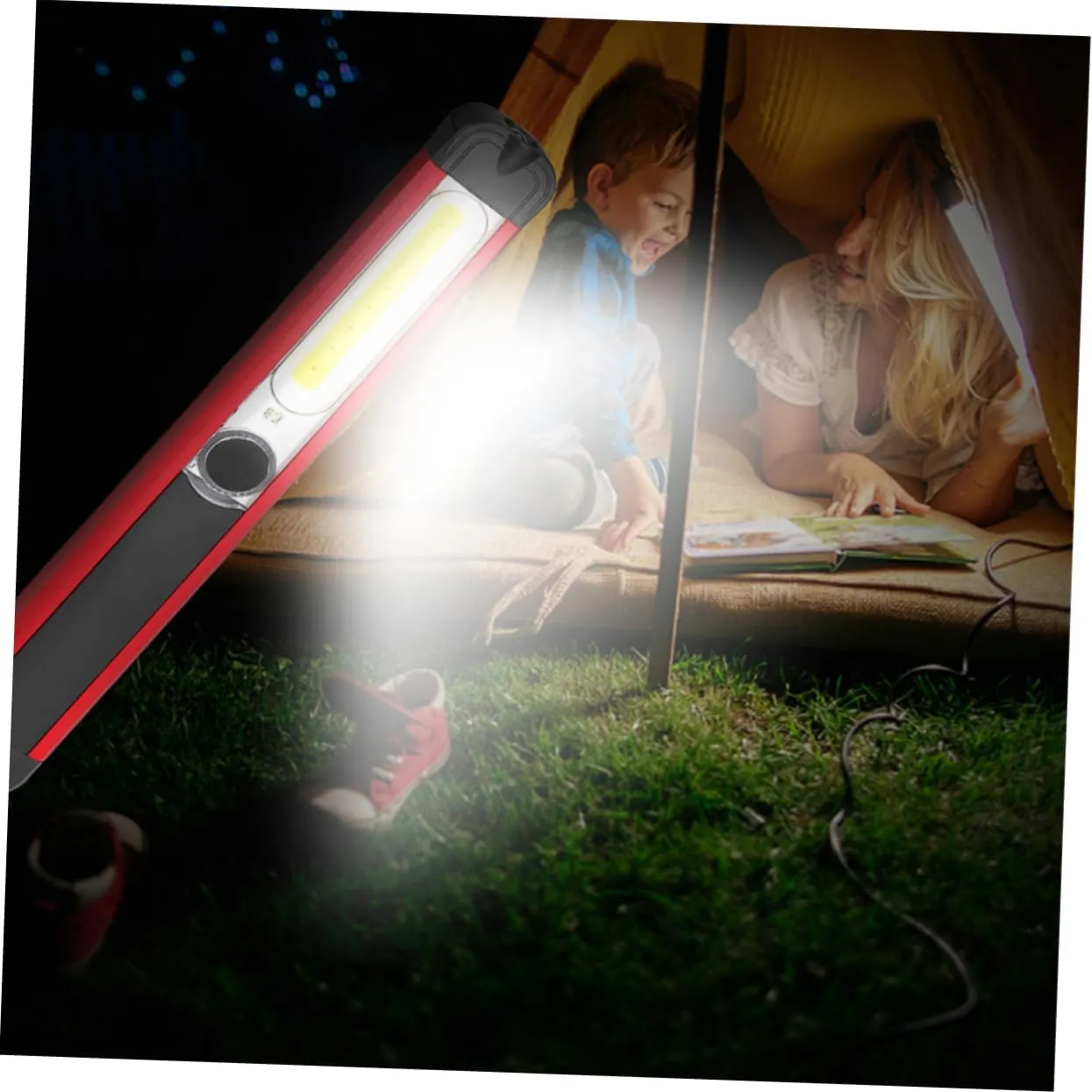 1PC USB Rechargeable Inspection Lamp Lighting Modes Cob Maintenance Flashlight Portable for Home Store and Emergency Use Red