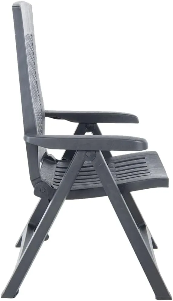 2-Pack Foldable Patio Lounge Chairs with Adjustable Backrest, Lightweight Outdoor Reclining Chairs Anthracite Plastic for Poolside Sunbathing Garden Camping