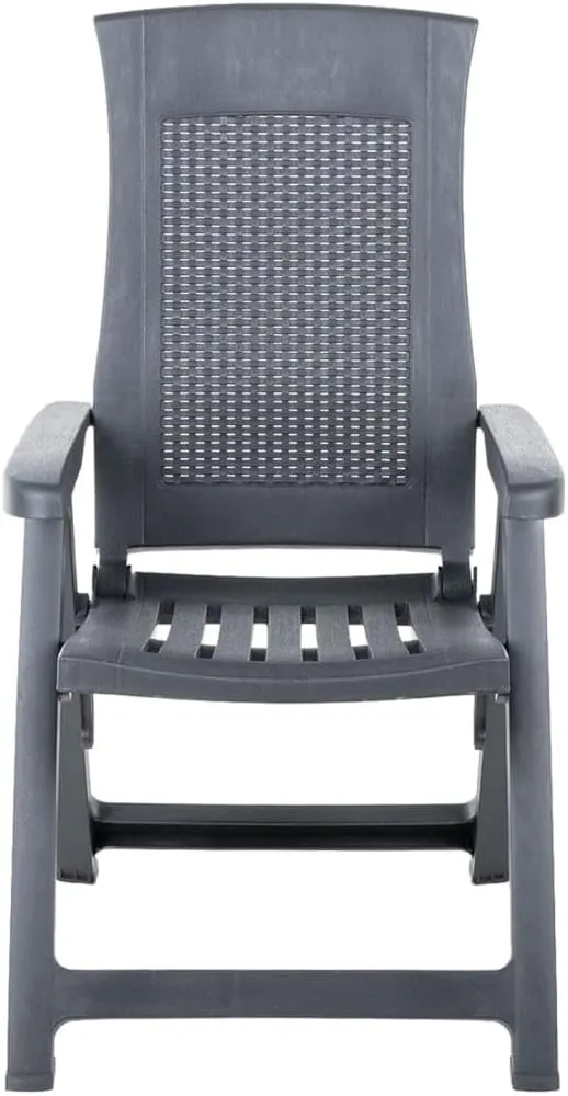 2-Pack Foldable Patio Lounge Chairs with Adjustable Backrest, Lightweight Outdoor Reclining Chairs Anthracite Plastic for Poolside Sunbathing Garden Camping