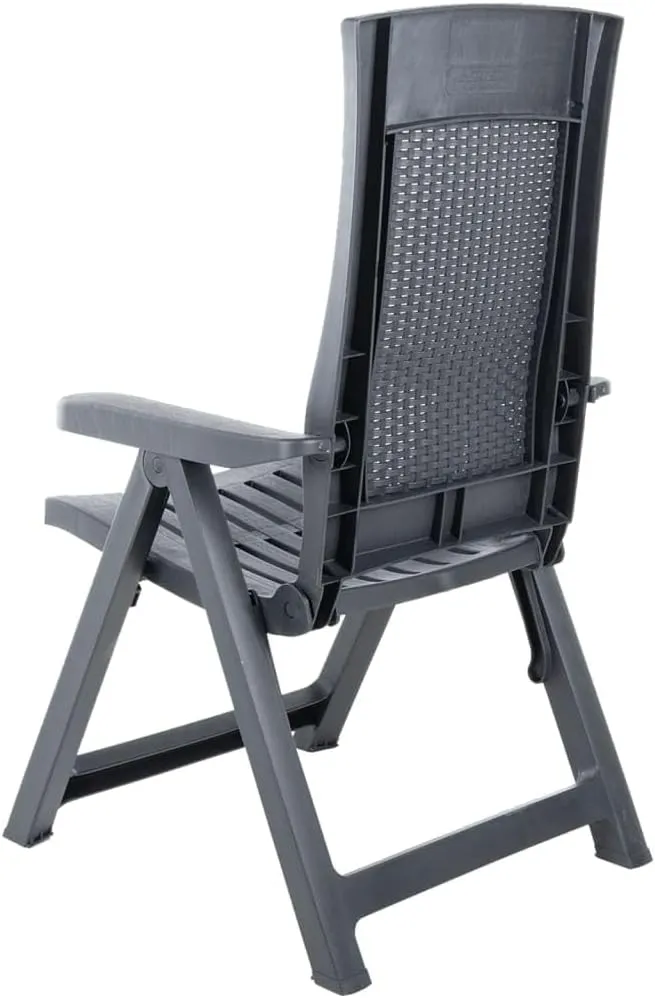 2-Pack Foldable Patio Lounge Chairs with Adjustable Backrest, Lightweight Outdoor Reclining Chairs Anthracite Plastic for Poolside Sunbathing Garden Camping
