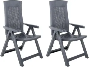 2-Pack Foldable Patio Lounge Chairs with Adjustable Backrest, Lightweight Outdoor Reclining Chairs Anthracite Plastic for Poolside Sunbathing Garden Camping