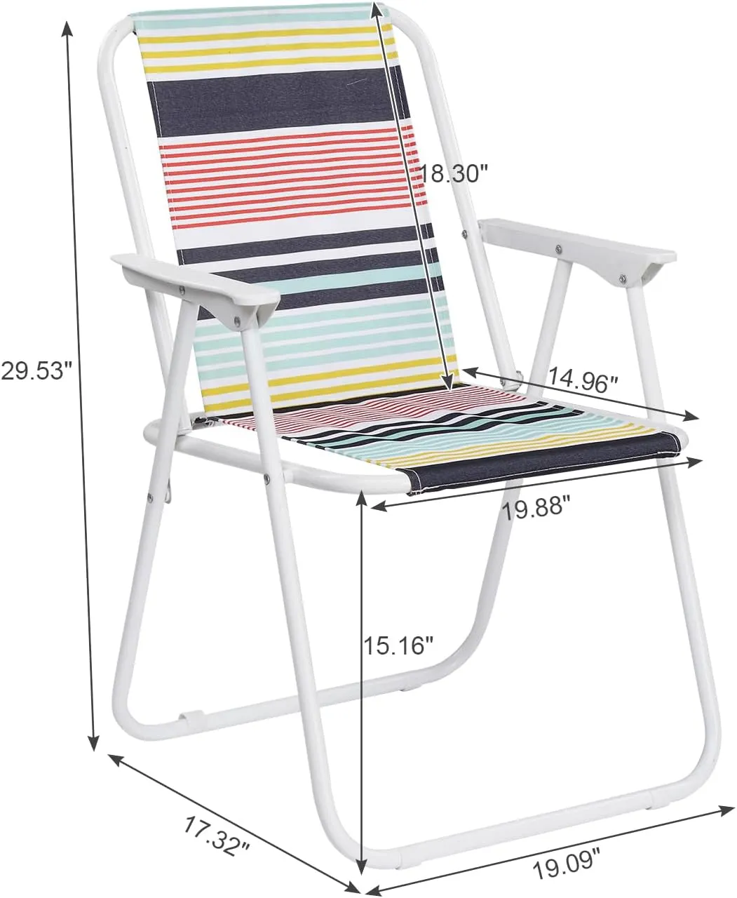 2 Pack Patio Folding Lawn Chairs for Adults,Outdoor/Indoor Portable Beach Chair,Folding Webbed Lawn Beach Chair,Foldable Camping Chairs,Supports 264 lbs,for Garden, Travel (Colour, 50.5x44x75cm)