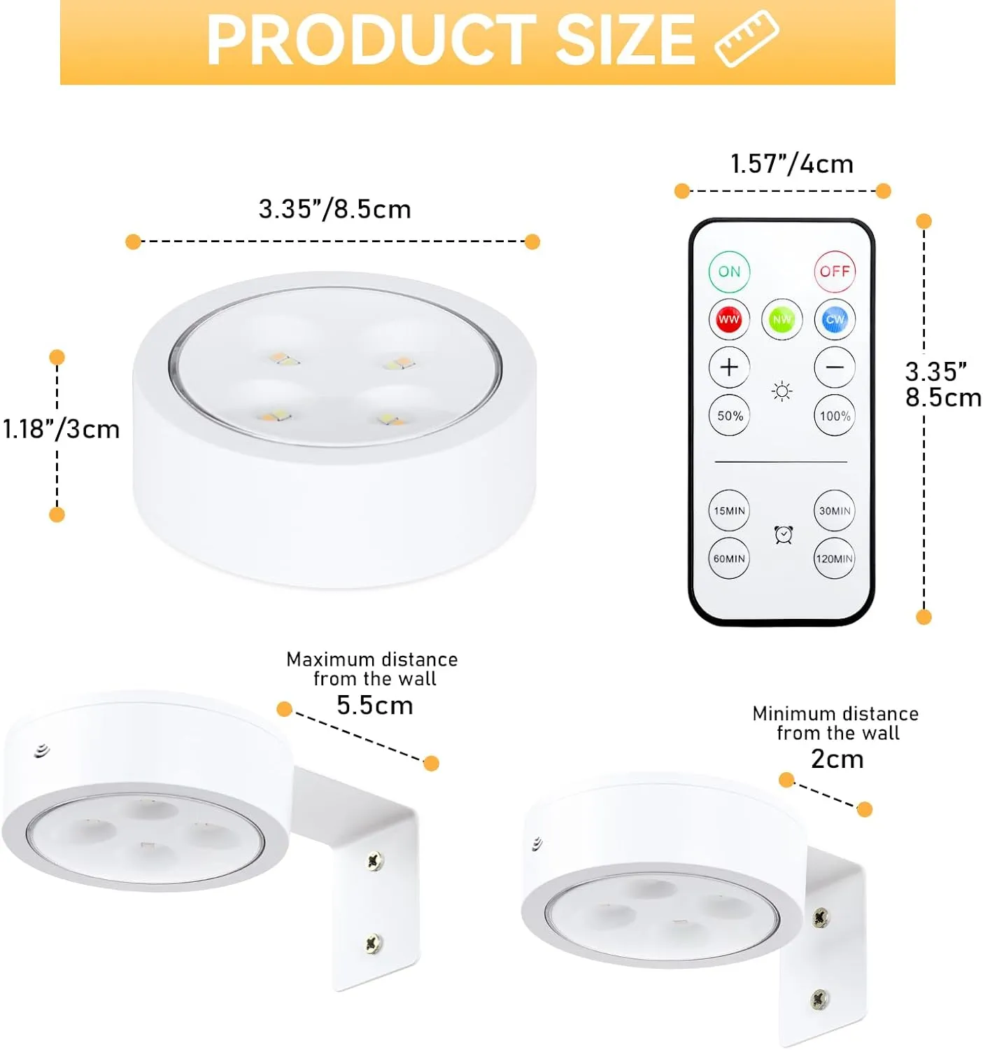 2-Pack Picture Light Battery Operated, LED Painting Lights with Remote, Dimmable and Timer Painting Light, Art Display Light for Picture Frame Artworking Portrait, Home Wall Decor wall lights, White