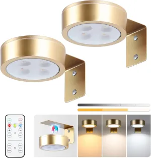 2-Pack Picture Light Battery Operated Painting Lights for Wall, Magnetic LED Display Art Light with Remote, Dimmable and Timer Portrait Light for Art Frame Artworking, Wall Decor Puck Light