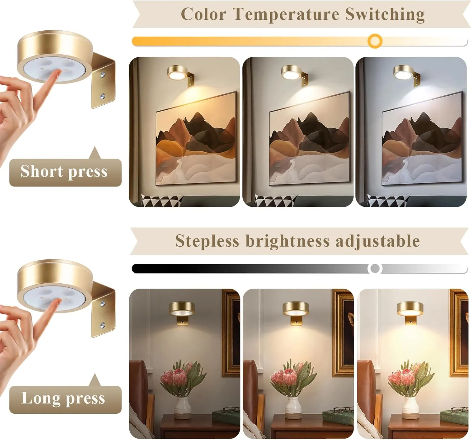 2-Pack Picture Light Battery Operated Painting Lights for Wall, Magnetic LED Display Art Light with Remote, Dimmable and Timer Portrait Light for Art Frame Artworking, Wall Decor Puck Light