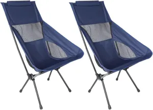 2 Pack Portable Camping Chair Backpacking Chair - Ultralight Folding Chair - Compact, Lightweight Foldable Chairs for Hiking Mountaineering, Beach-Navy Blue