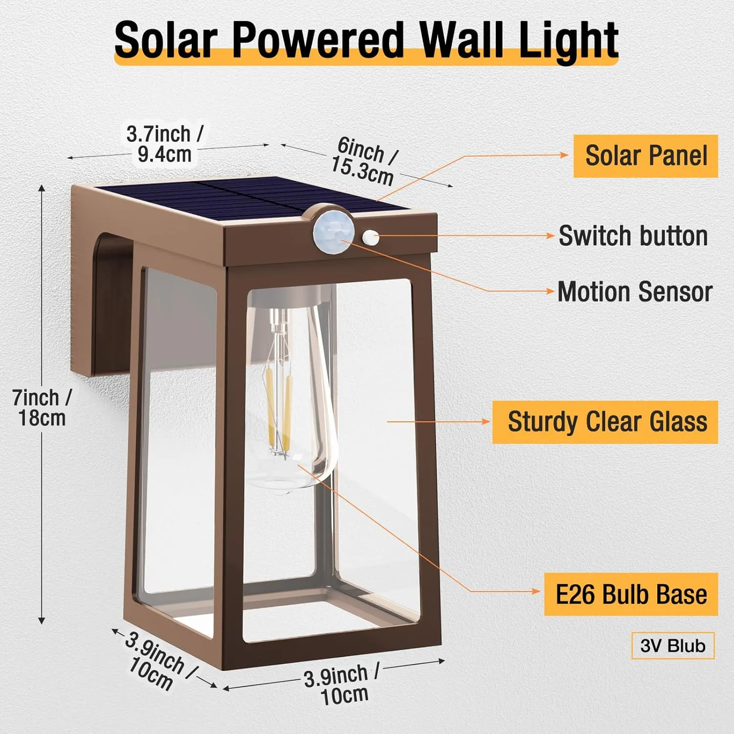 [2 Pack] Solar Porch Lights Outdoor Motion Sensor, Solar Wall Lights with 2 Modes & Waterproof, Dusk to Dawn LED Outdoor Solar Lights for House, Exterior Front Porch Patio Fence Security Lamp, Brown