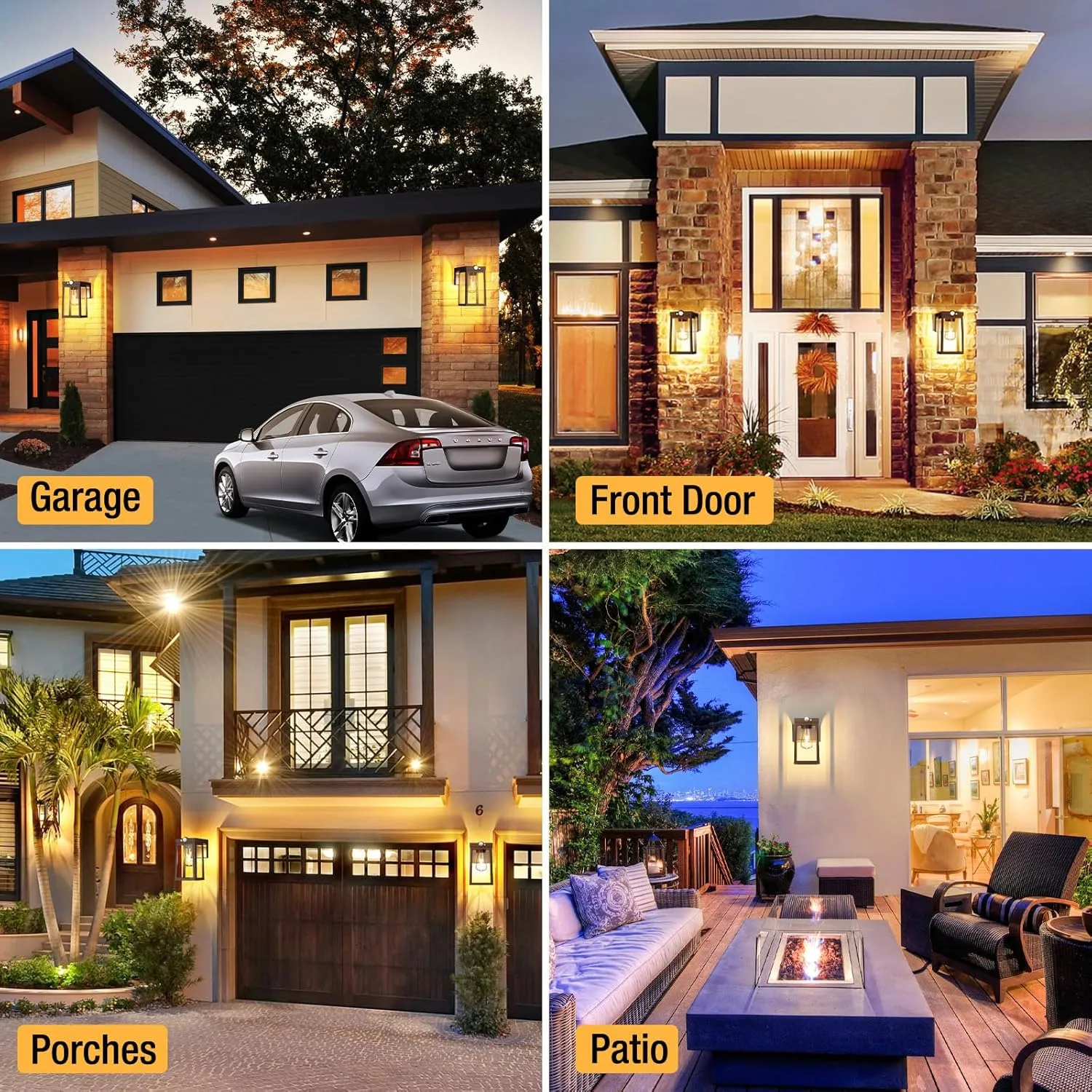 [2 Pack] Solar Porch Lights Outdoor Motion Sensor, Solar Wall Lights with 2 Modes & Waterproof, Dusk to Dawn LED Outdoor Solar Lights for House, Exterior Front Porch Patio Fence Security Lamp, Brown