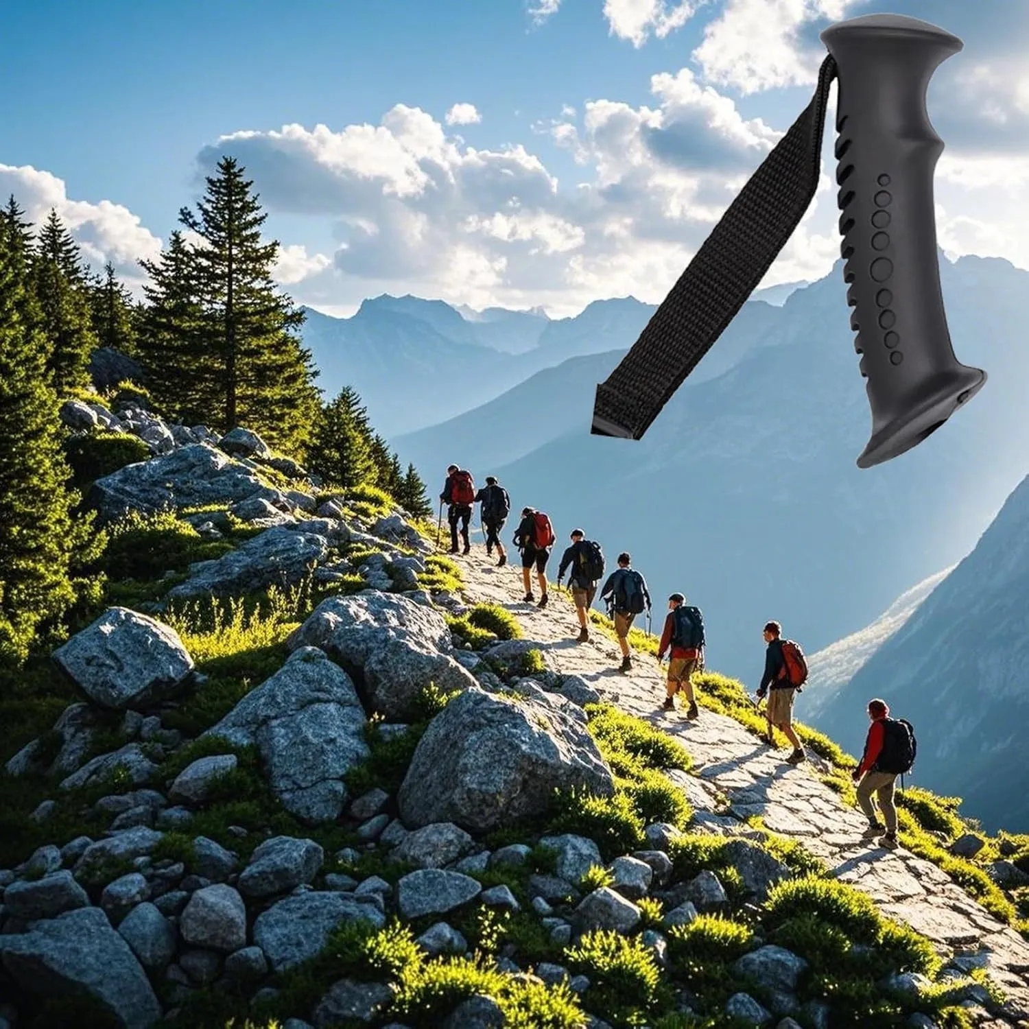 2 - Pack Trekking Pole Straight Handle Heads - Sturdy Construction and Ergonomic Grip - Ideal for All - Terrain Hiking, Snowshoeing, and Wilderness Exploration
