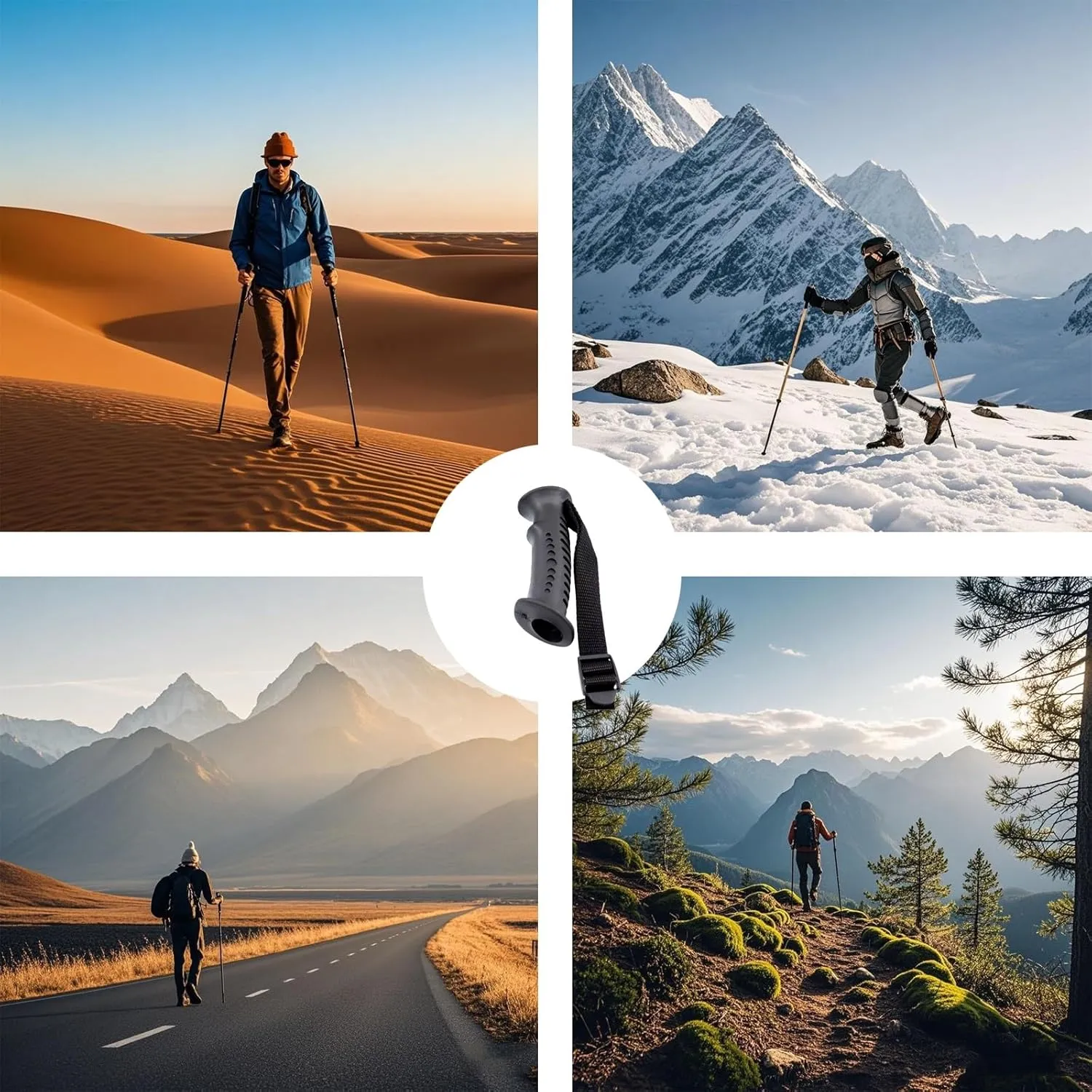 2 - Pack Trekking Pole Straight Handle Heads - Sturdy Construction and Ergonomic Grip - Ideal for All - Terrain Hiking, Snowshoeing, and Wilderness Exploration