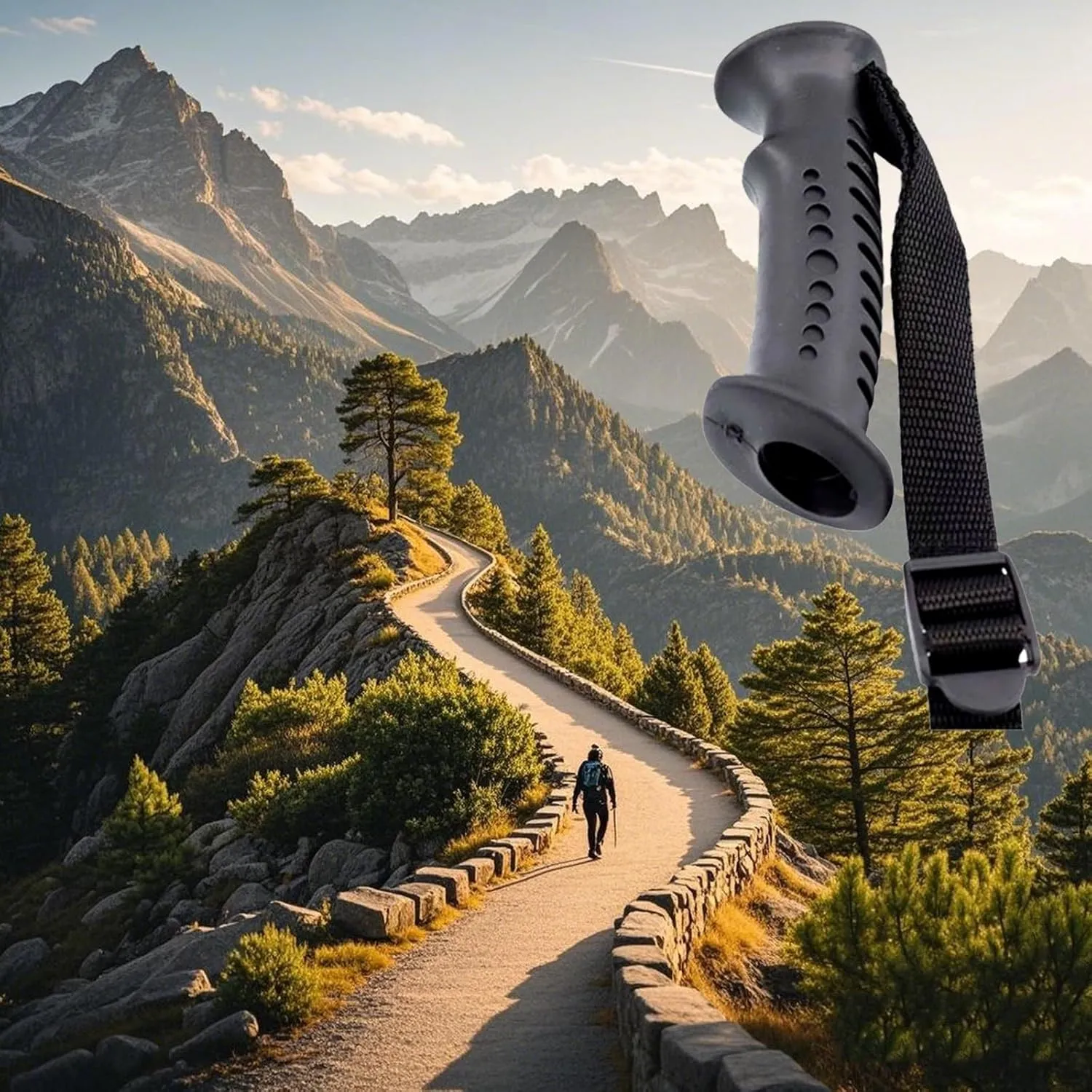 2 - Pack Trekking Pole Straight Handle Heads - Sturdy Construction and Ergonomic Grip - Ideal for All - Terrain Hiking, Snowshoeing, and Wilderness Exploration