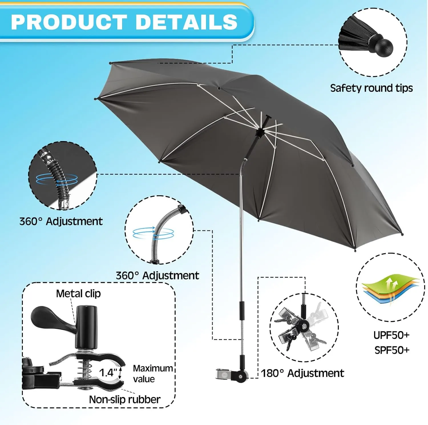 2 Pcs Foldable Camping Chair with Umbrella Set of 2 Camp Chairs for Adults Folding Picnic Seat Foldable Lawn Seat for Outdoors Fishing Hiking Travel Picnic Beach Patio (Black)