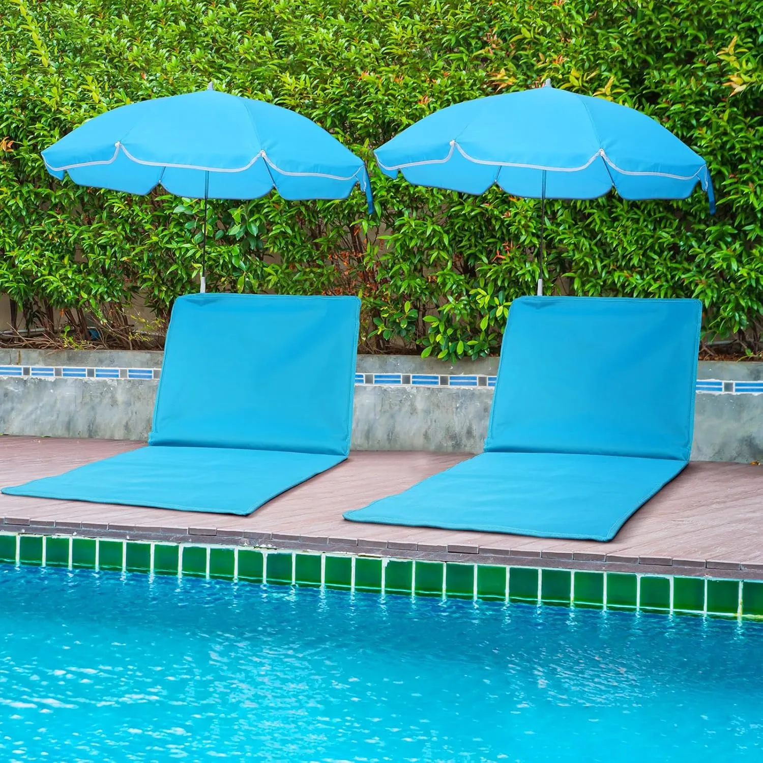 2 Set Beach Chairs with Umbrella Portable Beach Lounger Lightweight Foldable Outdoor Lounger Chair for Adult Outdoor Travel Sunbathing Camping Easy to Fold and Carry(Blue,Simple Style)