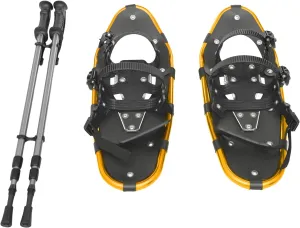 21" Lightweight Snow Shoes - Aluminum Frame Snow Shoes for Mens and Women with Adjustable Trekking Poles and Carrying Tote Bag, All-Terrain Snowshoes for Ski Resorts and Outdoor Skiing (Gold)