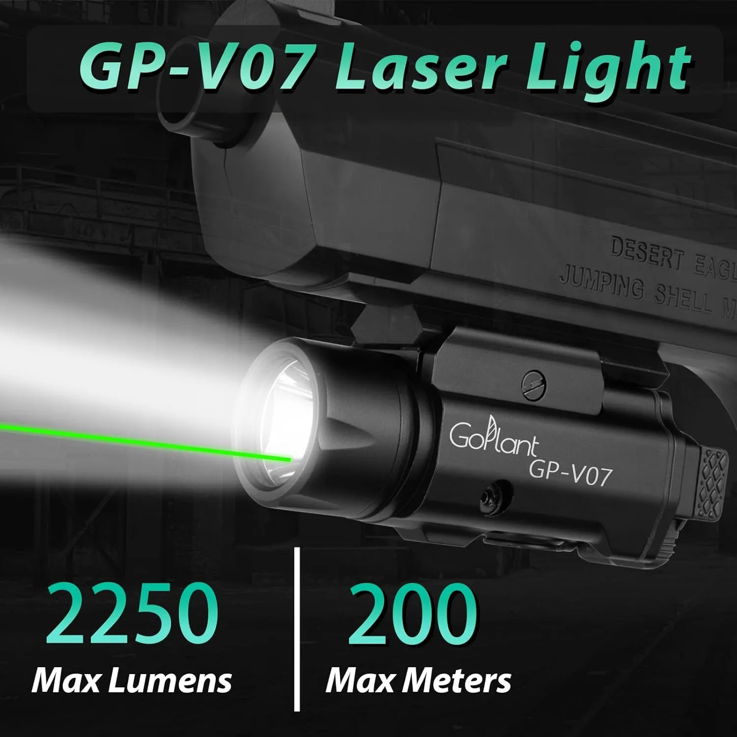 2250 Lumens Weapon Laser Light Combo - Adjustable Rail-Mounted Weapon Light Laser Flashlight, Aircraft-Grade Aluminum, Magnetic Rechargeable LED Strobe Tactical Gun Light Combo
