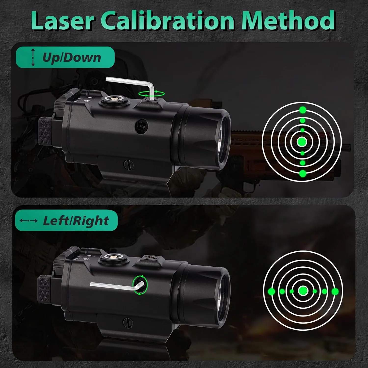 2250 Lumens Weapon Laser Light Combo - Adjustable Rail-Mounted Weapon Light Laser Flashlight, Aircraft-Grade Aluminum, Magnetic Rechargeable LED Strobe Tactical Gun Light Combo