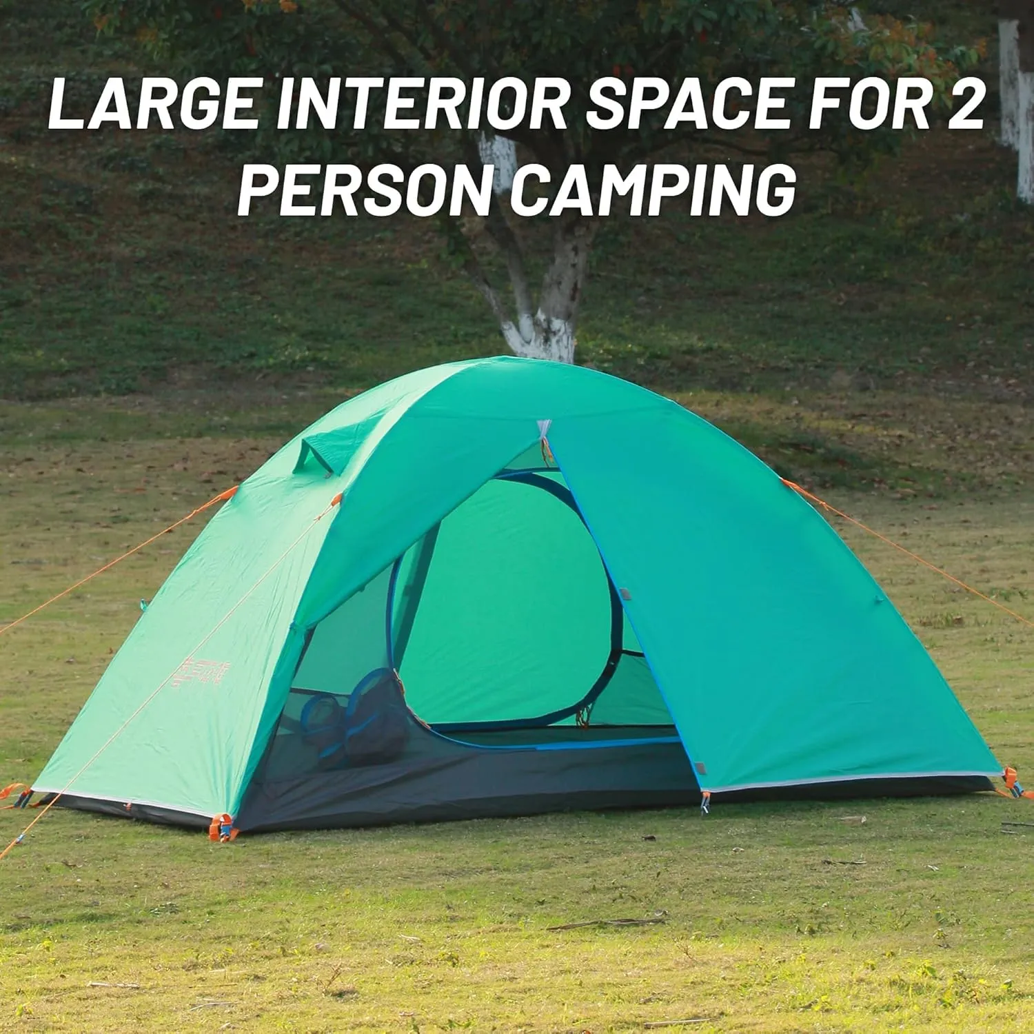 2/3 Person Camping Tent Backpacking Lightweight Tent Waterproof Windproof Aluminum Pole Two Doors Double Layer Easy Setup Portable for Outdoor Camping Hiking Beach Travel