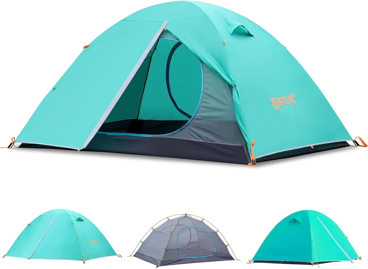 2/3 Person Camping Tent Backpacking Lightweight Tent Waterproof Windproof Aluminum Pole Two Doors Double Layer Easy Setup Portable for Outdoor Camping Hiking Beach Travel