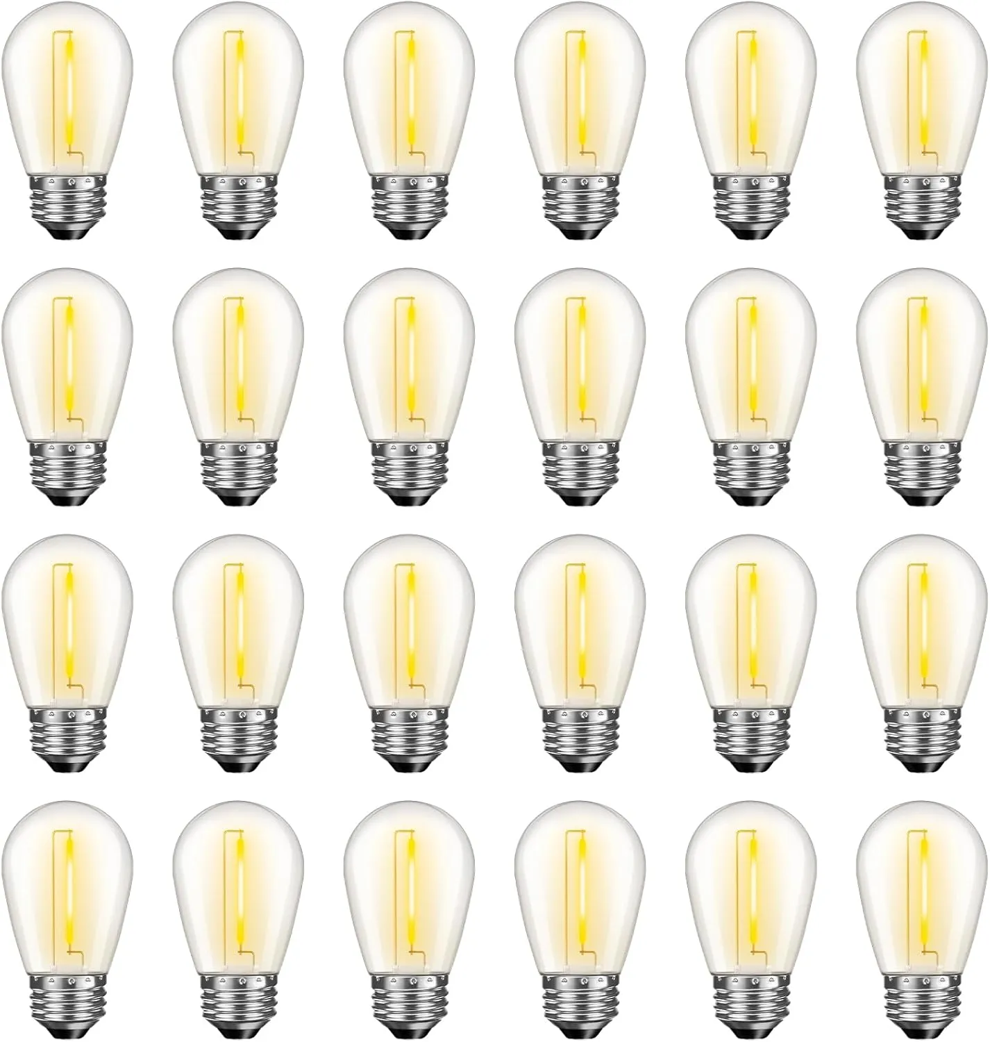 24 Pack LED S14 Replacement Light Bulbs, Waterproof 1W Vintage Edison Bulbs for Outdoor Patio Backyard String Lights, Dimmable, E26 Regular Medium Screw Base, 2200K Warm White