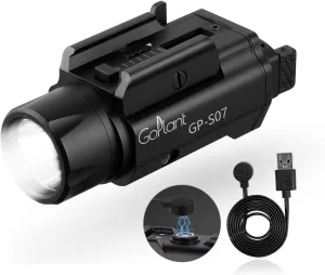 2500 Lumens Weapon Light Flashlight, Only Rechargeable LED White Light Adjustable Rail-Mounted Without Laser, Aircraft-Grade Aluminum Tactical Gun Light for Picatinny or GL Rail