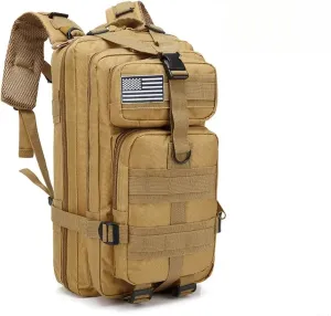 25L 50L Water-Resistant Nylon Backpack Outdoor Camping Hiking Trekking Durable Daypack Molle System (25L (Khaki))